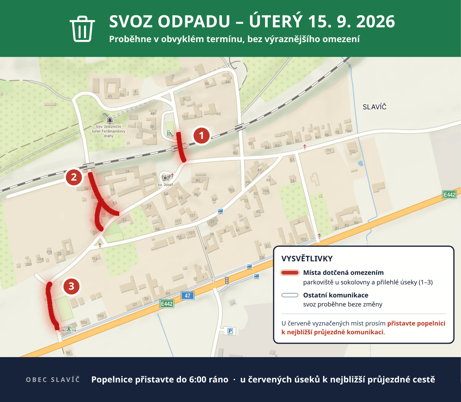 Proběhlo: Svoz odpadu v úterý 15. 9. 2026 – bez výraznějšího omezení