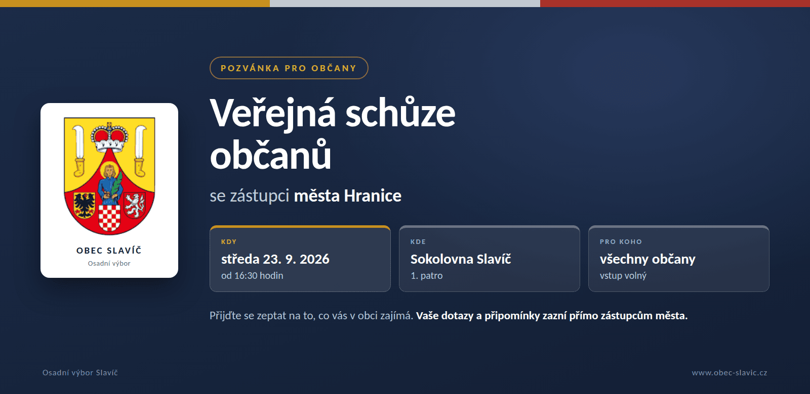 Proběhlo: Veřejná schůze občanů se zástupci města Hranice